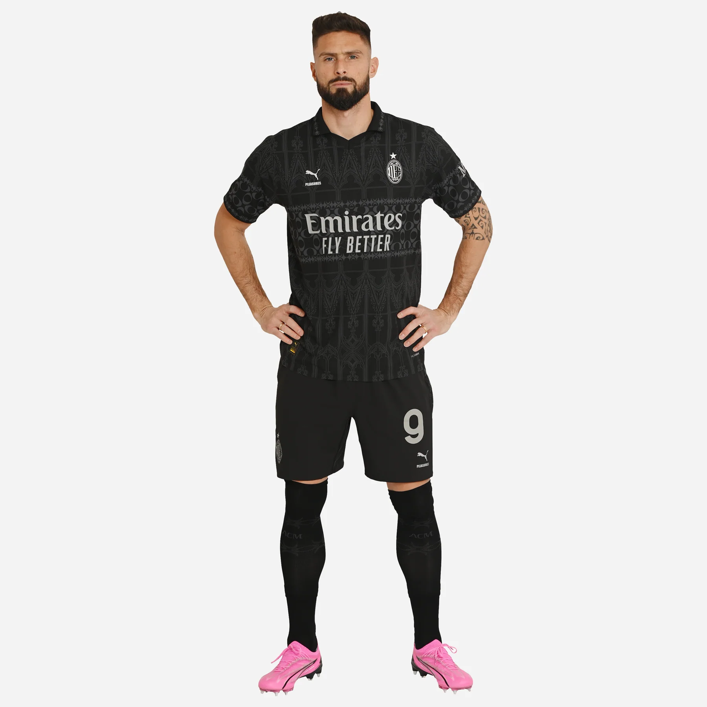 Authentic Jersey AC MILAN X PLEASURES 2023/24 Maldini – Dark Version with Shorts