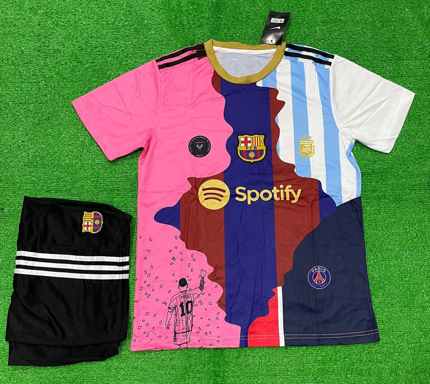 Messi Argentina x Barcelona Tribute Edition Jersey with Shorts