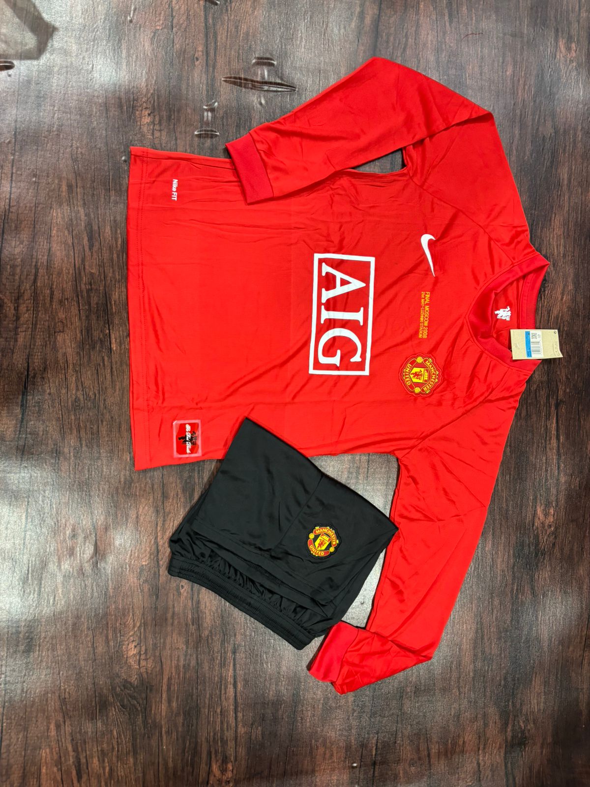 Manchester United Final Moscow 2008 21st May-LUZHNIKI STADIUM Edition Long Sleeve Jersey with Shorts