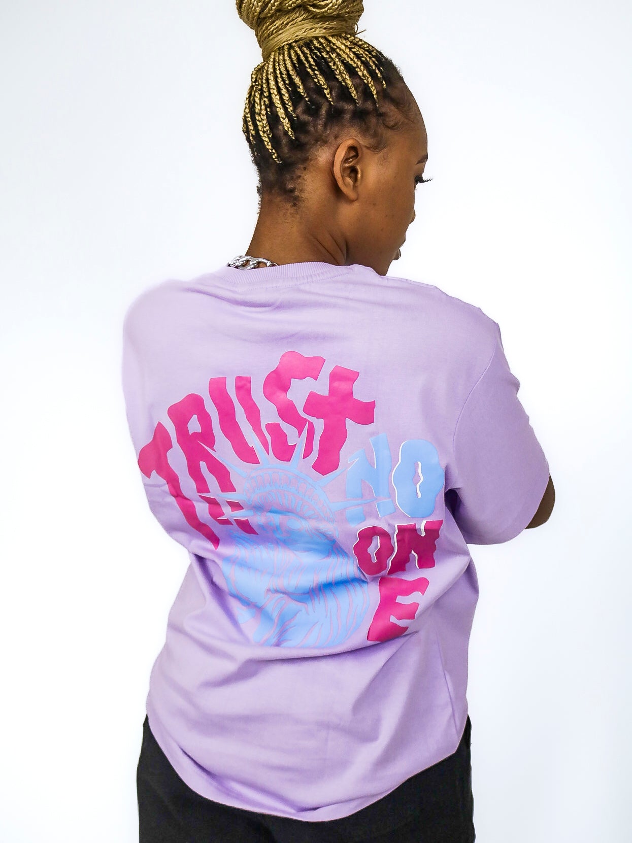 Trust No One Oversized 100% Cotton Lavender Mauve Printed Unisex T-Shirt