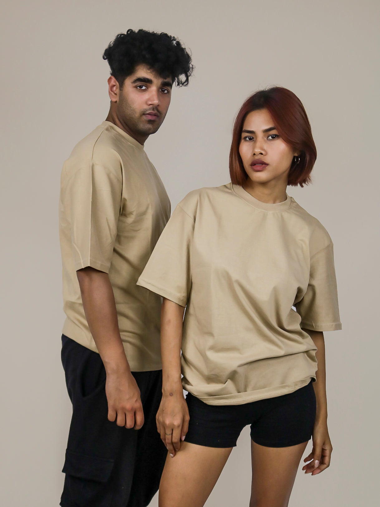 Coco-Brown Oversized 100% Cotton Solid Unisex T-Shirt