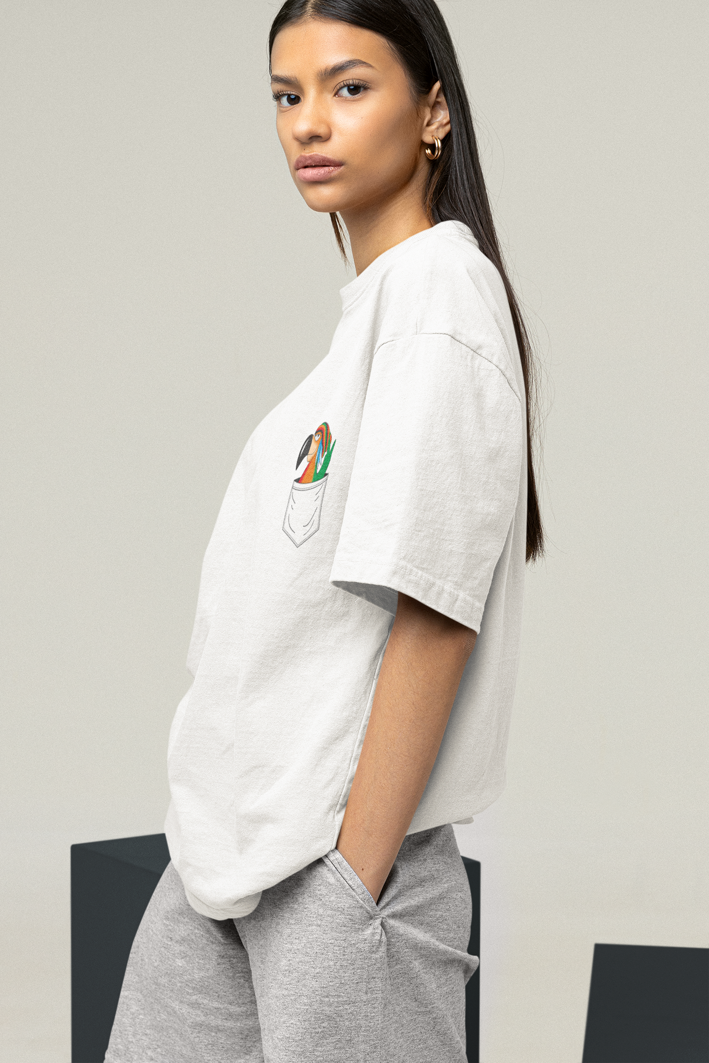 Macaw Oversized 100% Cotton Printed Unisex T-Shirt