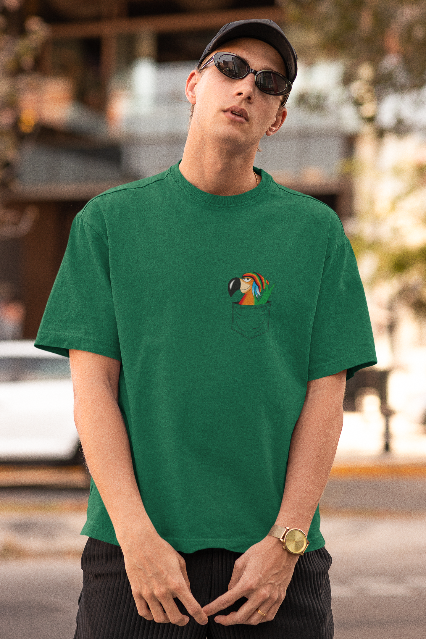 Macaw Oversized 100% Cotton Printed Unisex T-Shirt