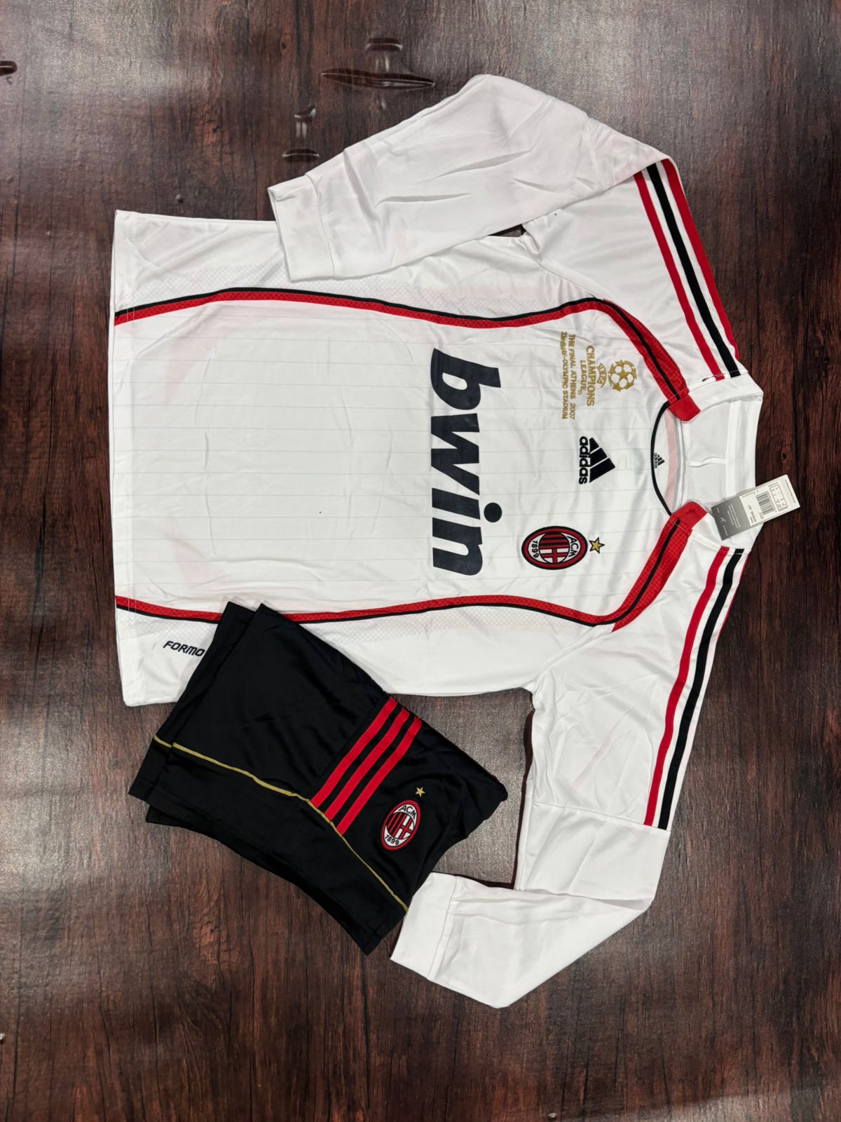 AC Milan Champions League The Final Athens 2007 Retro Away Long Sleeve Jersey with Shorts