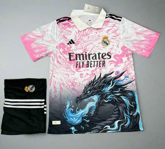 Real Madrid Fire Pink Dragon Edition Jersey with Shorts