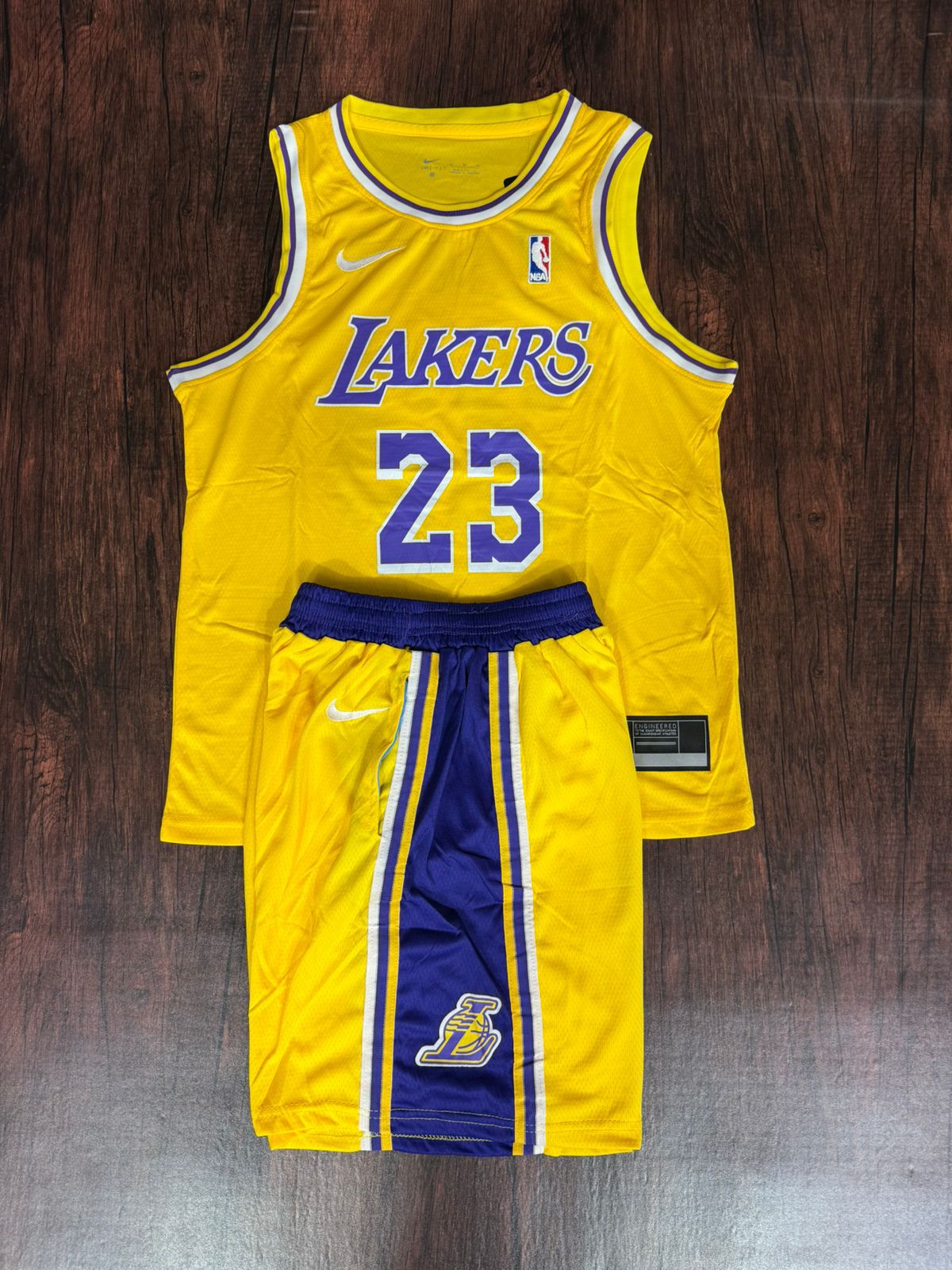 Lakers Yellow Replica Basketball Jersey with Shorts