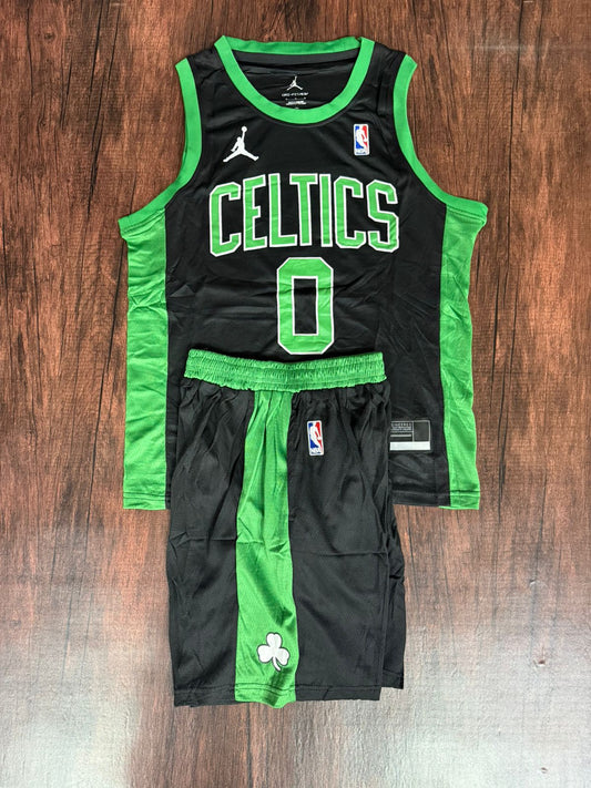 Celtics Black Replica Basketball Jersey with Shorts