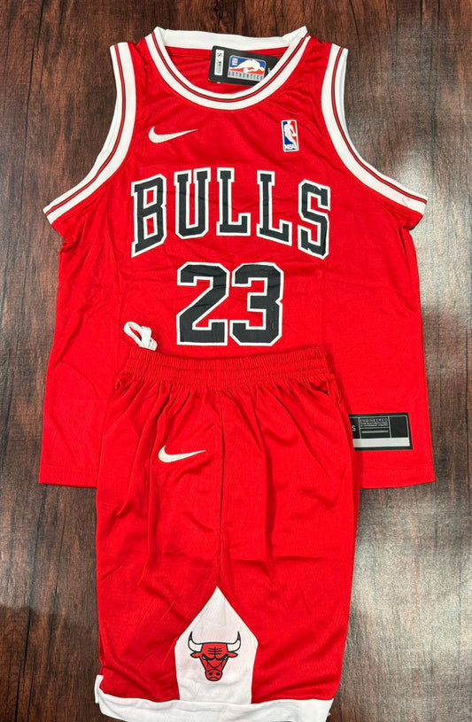 Bulls Red Replica Basketball Jersey with Shorts