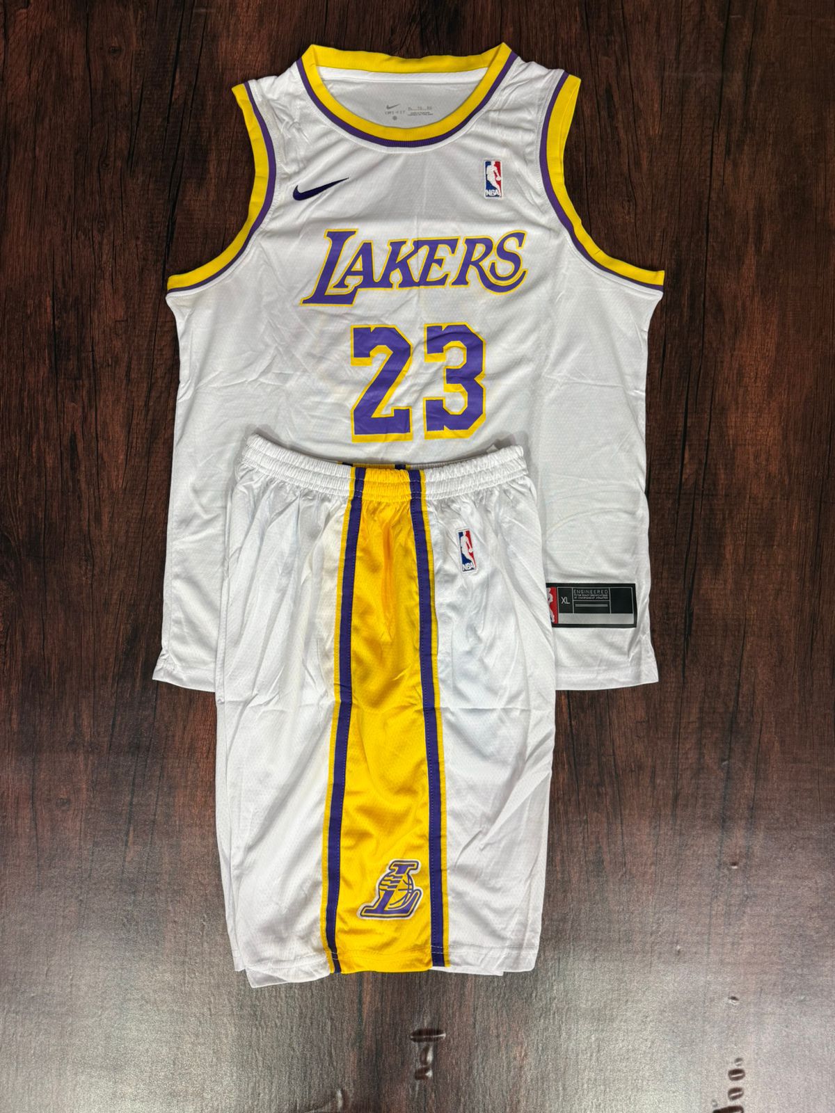 Lakers White Replica Basketball Jersey with Shorts