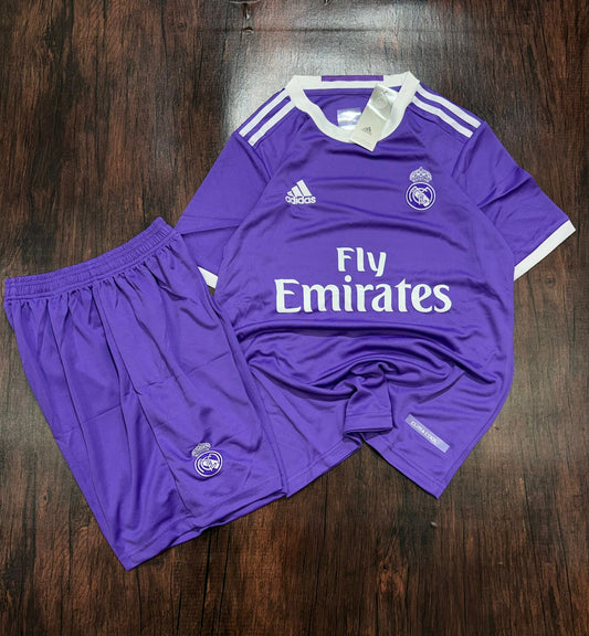Real Madrid CR7 Final Cardiff 2017 Champions League Retro Home Jersey with Shorts