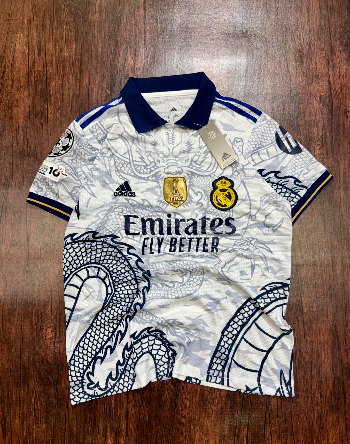 Real Madrid White Dragon Jersey Stadium Edition without Shorts