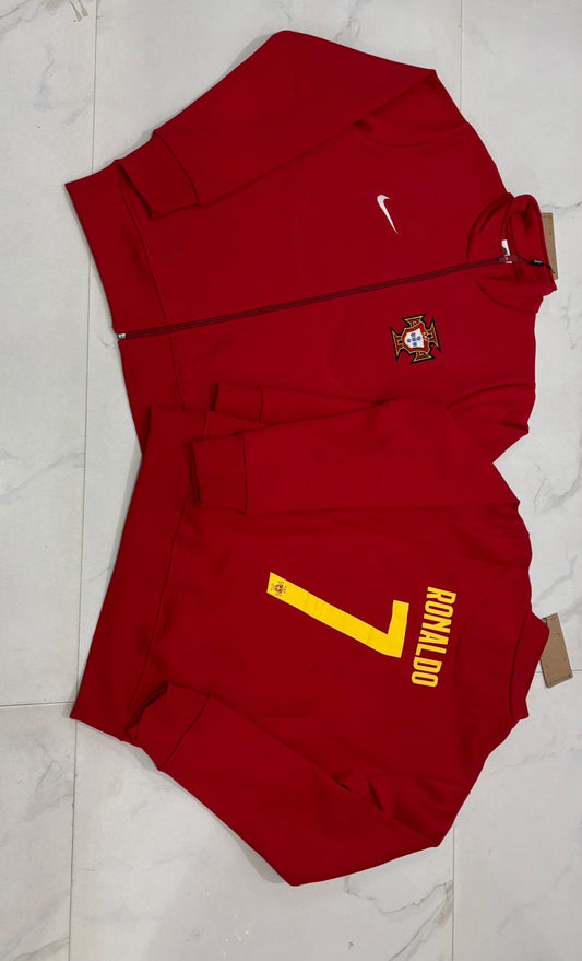 Portugal Ronaldo 7 Three Thread Unisex Cotton Zipper